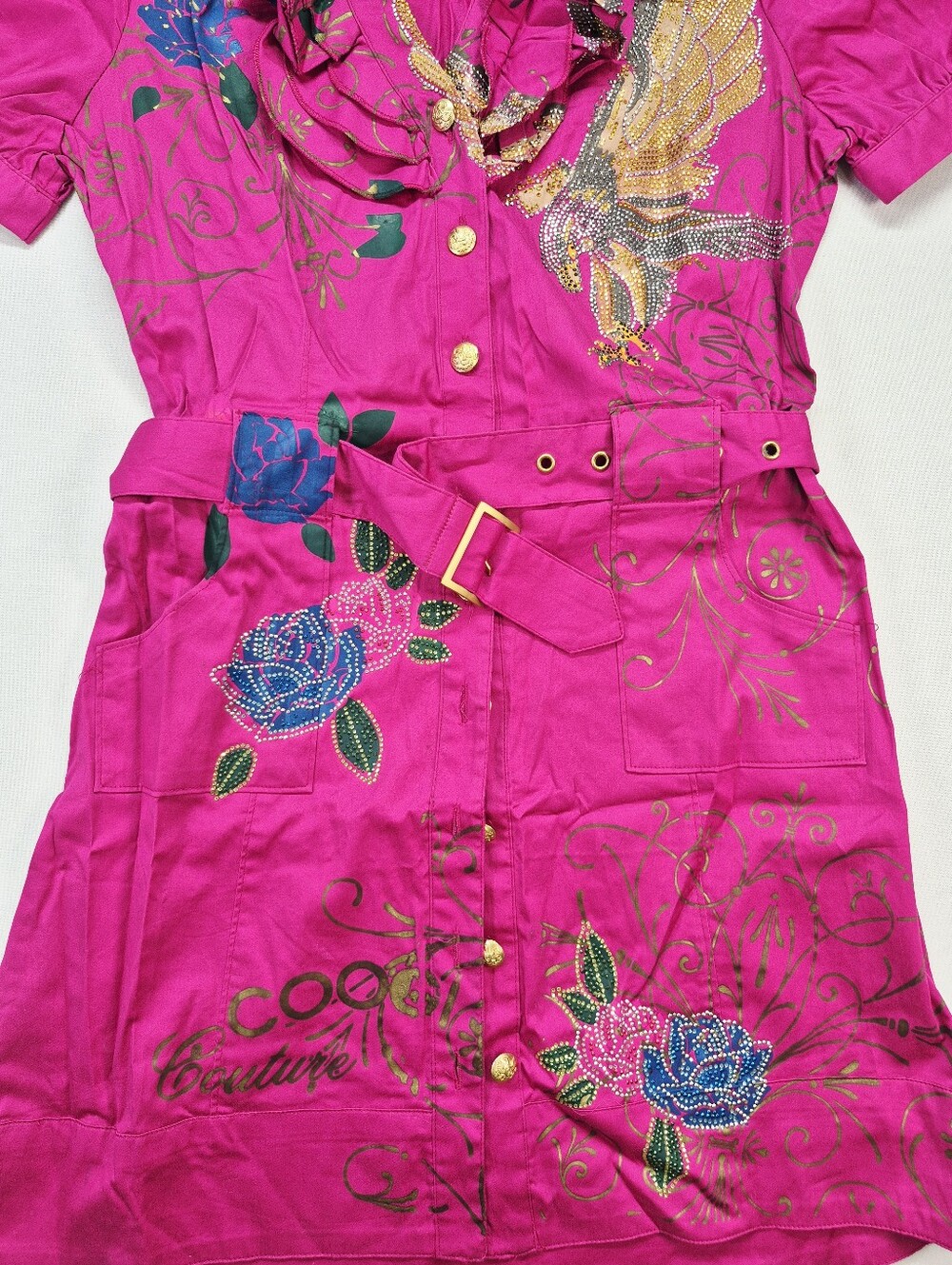 COOGI Couture Vtg Button Up Embelished Dress Women's Medium Eagle NWT Flaws - Picture 4 of 16